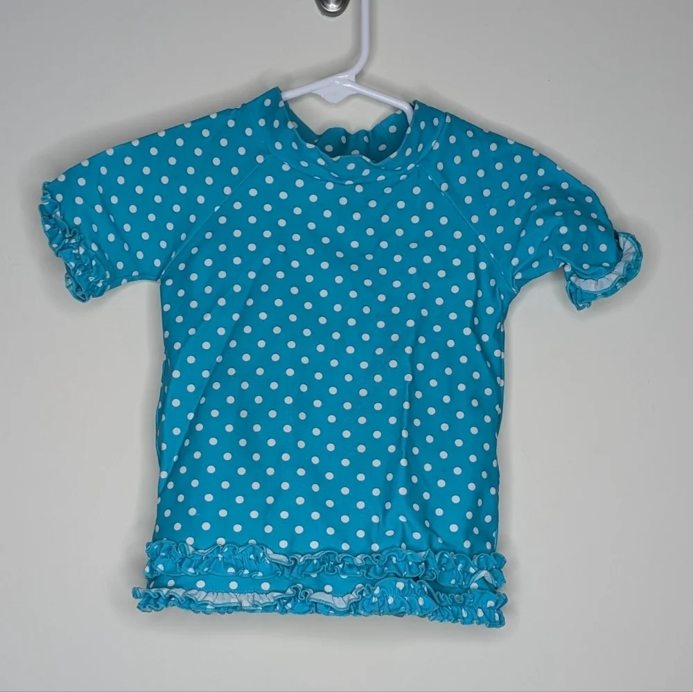 Ruffle Butts Turquoise Polka Dot 2 Piece Bathing Suit 2T